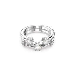 Constella Rhodium-Plated & Crystal 2-Piece Ring Set