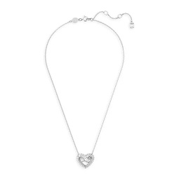 Matrix Rhodium-Plated & Crystal Heart Pendant Necklace