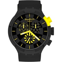 Swatch Quartz Silicone Strap, Black, 20 Casual Watch (Model: SB02B403), Yellow