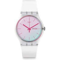 Swatch Mens Swiss Quartz Watch with Silicone Strap, White, 17 (Model: SUOK713)