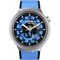 Swatch Unisex Casual Blue Stainless Steel Quartz Watch Azure Blue Daze