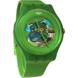 Swatch Originals Green Lacquered Green Silicone Mens Watch SUOG103
