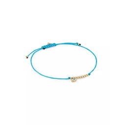 14K Yellow Gold, Enamel & Turquoise Evil Eye Charm Cord Bracelet