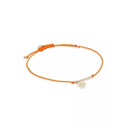 14K Yellow Gold & Ohm Charm Tangerine Cord Bracelet