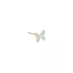 14K Yellow Gold & Enamel Mini Butterfly Stud Earring