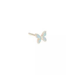 14K Yellow Gold & Enamel Mini Butterfly Stud Earring