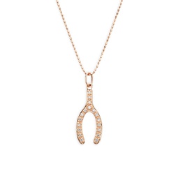 14K Rose Gold & 0.14 TCW Diamond Medium Wishbone Pendant Necklace/18