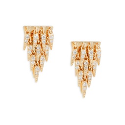 14K Yellow Gold & 0.16 TCW Diamond Cascade Fringe Stud Earrings
