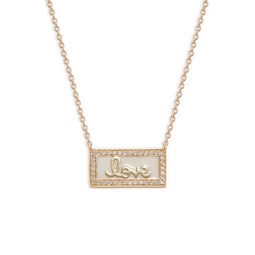 14K Yellow Gold & 0.13 TCW Diamond Love Pendant Necklace
