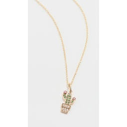 14k Small Potted Cactus Necklace
