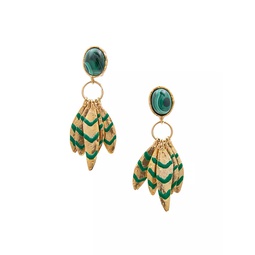 Coussin 22K Goldplated Malachite Drop Earrings