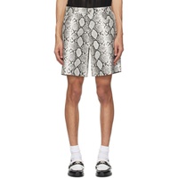 Gray Printed Faux-Leather Shorts 241494M193003