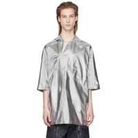 Silver Asymmetric Slash Shirt 241612M192005
