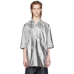 Silver Asymmetric Slash Shirt 241612M192005