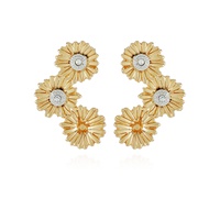 Gold-Tone Sunflower Cluster Stud Earrings