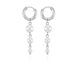Silver-Tone Imitation Pearl Linear Drop Earrings