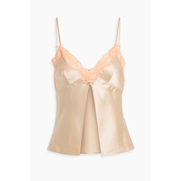 Lace-trimmed silk-satin camisole