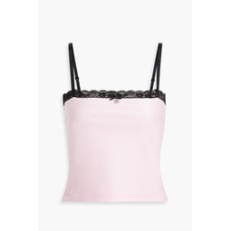 Lace-trimmed stretch-knit camisole