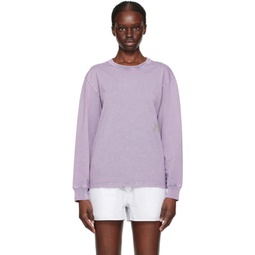 Purple Faded Long Sleeve T-Shirt 241214F110032
