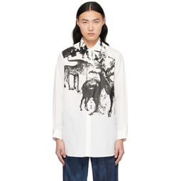 White Savannah Print Shirt 241791M192010