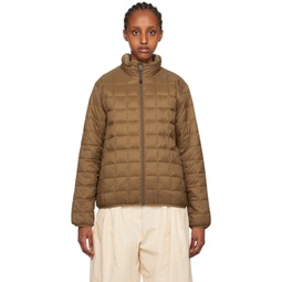 Brown & Beige Quilted Reversible Down Jacket 222499F581048