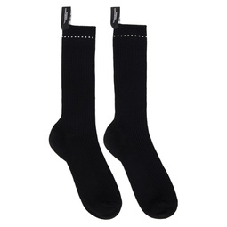 Black Stud Trim Mid Socks 232970M220001