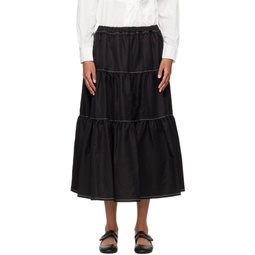 Black Tiered Midi Skirt 241244F092001