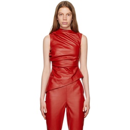 SSENSE Exclusive Red Leather Blouse 231095F107000