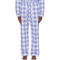 Blue Plaid Pyjama Pants 241482M218013