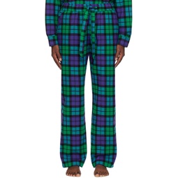 Green   Blue Plaid Pyjama Pants 241482M218014