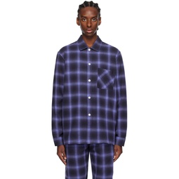 Navy Plaid Pyjama Shirt 241482M218019