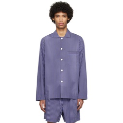 Blue   Brown Long Sleeve Pyjama Shirt 241482M218044