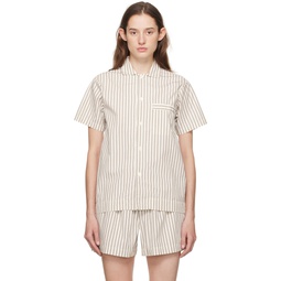 Off White   Brown Short Sleeve Pyjama Shirt 241482F079034