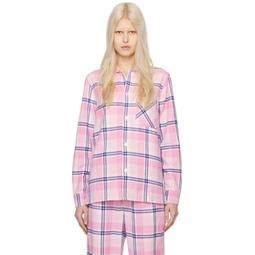 Pink Check Pyjama Shirt 241482F079064