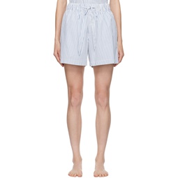 White   Blue Drawstring Pyjama Shorts 241482F079070