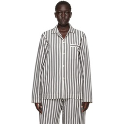 White   Black Striped Pyjama Shirt 232482F079041