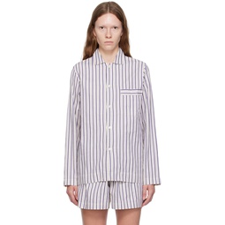 Purple   White Striped Pyjama Shirt 232482F079033