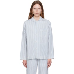 White   Blue Striped Pyjama Shirt 232482F079008