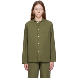 Green Button Pyjama Shirt 232482F079006