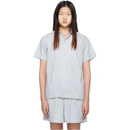 Blue   White Oversized Pyjama Shirt 231482F079007