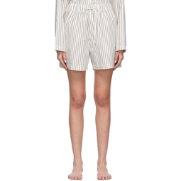 Brown   Off White Stripe Pyjama Shorts 221482F079008