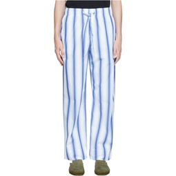 Blue   White Poplin Pyjama Pants 222482M218008