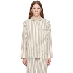 White   Brown Striped Pyjama Shirt 232482F079011