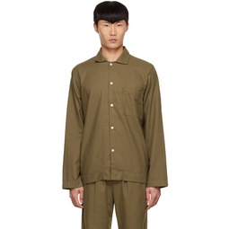 Khaki Organic Cotton Pyjama Shirt 222482M218057