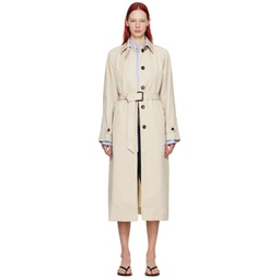 Beige Belted Trench Coat 241776F067000