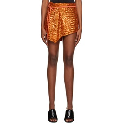 Orange Sequinned Miniskirt 231528F090009