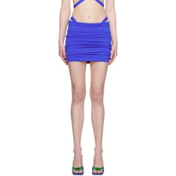 Blue Gathered Miniskirt 231528F090017