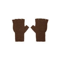 Brown Heavy Fingerless Gloves 232014M135006