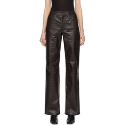 Brown Bonnie Faux Leather Trousers 241115F087005