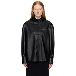 Black Chrissie Faux Leather Shirt 241115F109013